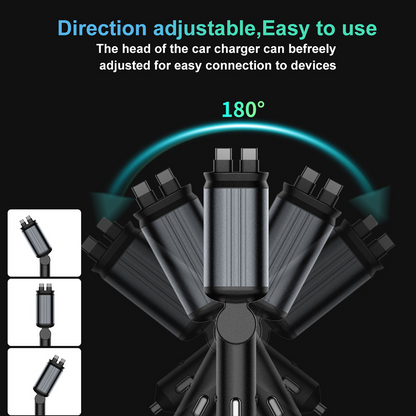 4-in-1 Starlight Car Charger – Fast Charging with Retractable Cables